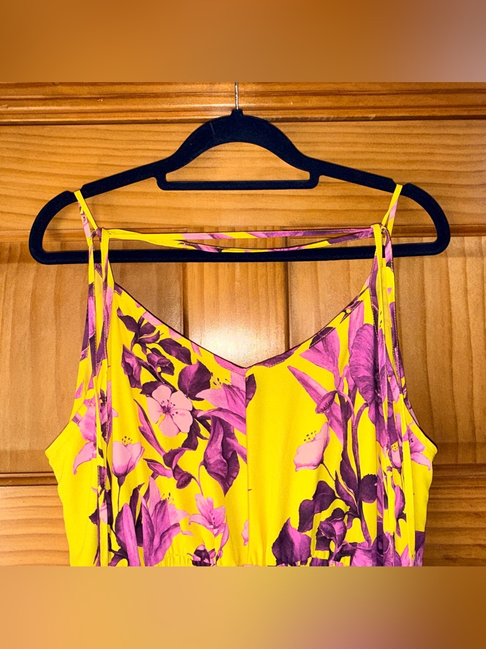 Boston Proper Yellow High Low Maxi Dress w/Pink-Purple Floral Print-M-EC - Picture 9 of 15